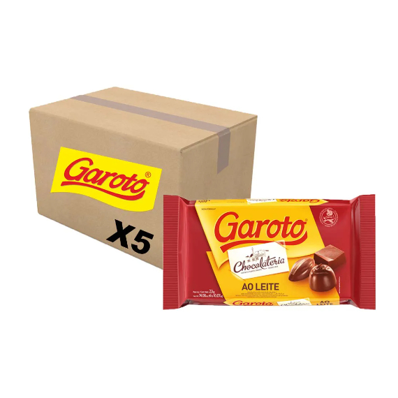 Caixa 5 Barras Chocolate para Cobertura GAROTO ao Leite 2,1kg