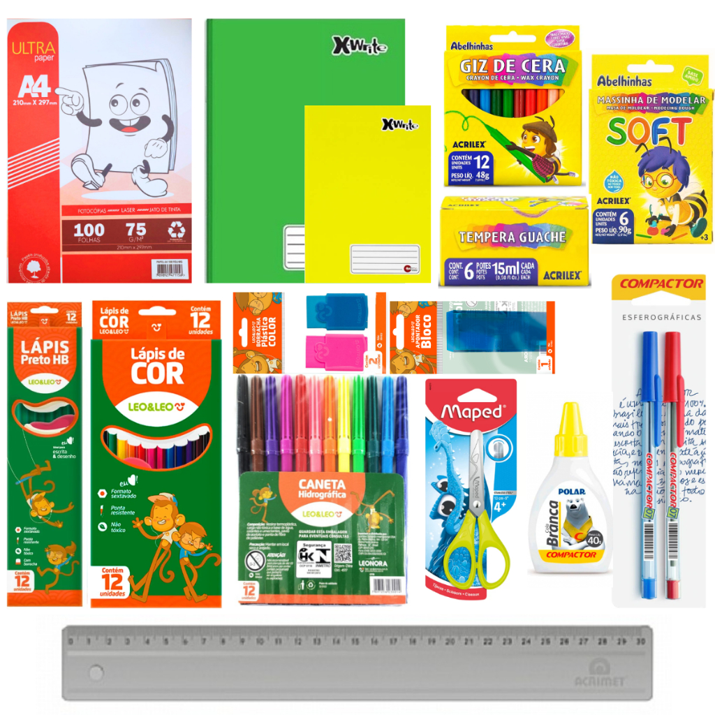 Kit Material Escolar Completo Barato Ensino Fundamental Infantil 71 ...