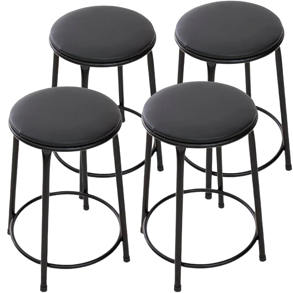 Jogo com 4 Bancos Americano Redondos Baixo Ideal para Cozinhas e Áreas Gourmet