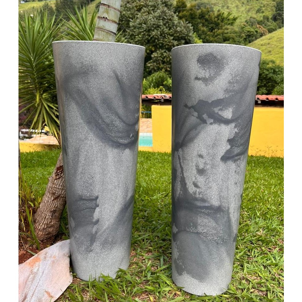 Kit de 2 Vasos para Plantas Modelo Coluna Ibiza Marmorizado