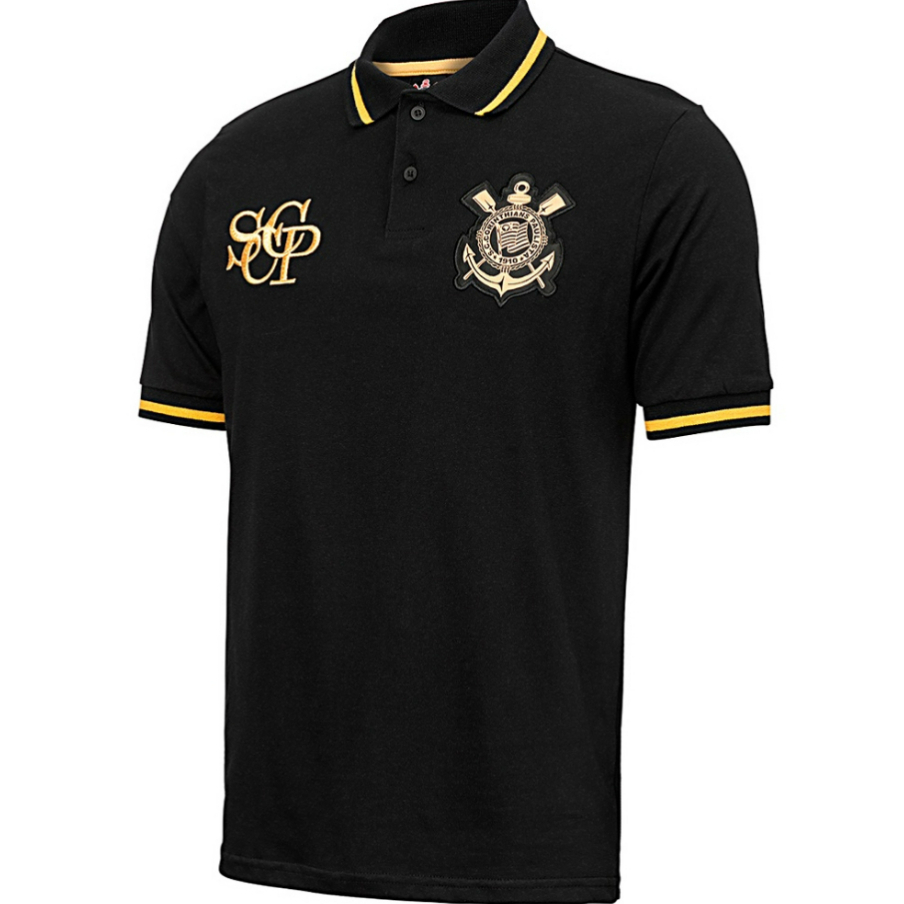 Camisa de time Corinthians preto Polo Retro Gold - Masculino 100% Foto Real P/Entrega