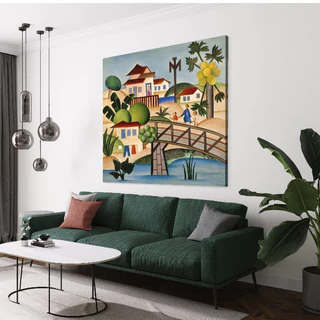 Quadro Tarsila do Amaral O Mamoeiro Grande Obra de arte moderna em Tela Acetinada