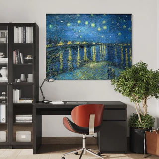 Quadro Van Gogh Noite estrelada Sobre Ródano obras de artes em tela acetinada