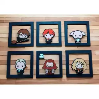 Kit 6 Quadros Decorativo Vazado Harry Potter