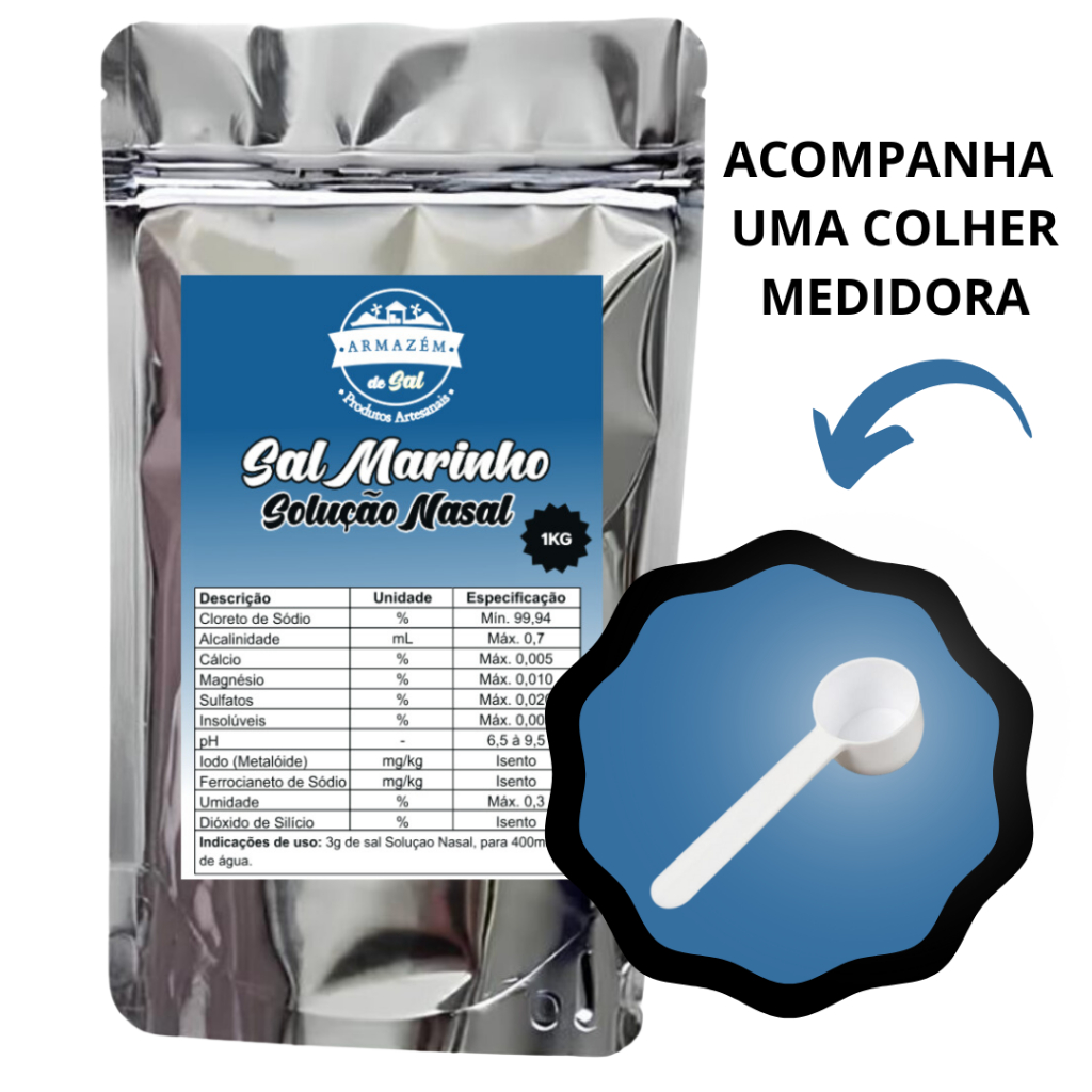 Sal Marinho P/ Lavagem Nasal - Sem Aditivos 1KG | Shopee Brasil