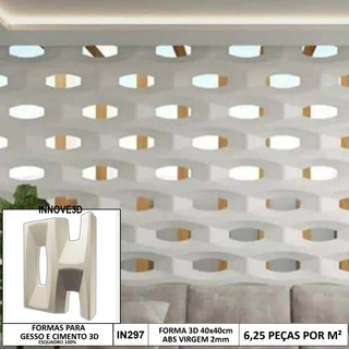 2 Forma 3d Molde para Elemento Vazado Cobogó H 40x40cm Dupla Face Abs 2mm Molde Para Gesso cimento 3d