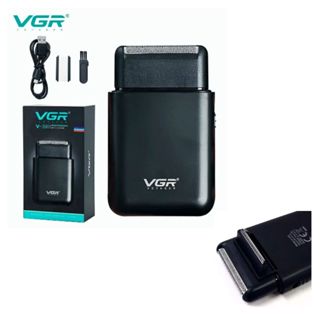 Barbeador Elétrico Shaver VGR V -390 USB Mini Sem Fio Preto Faz Barba Recarregável e Portátil Envio Imediato