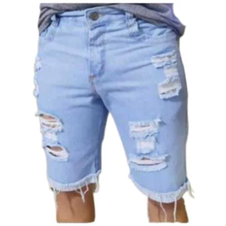 KIT 2 Bermudas jeans Moda masculina jeans De Ótima Qualidade Modelo Rasgada Premium