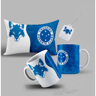 Kit Personalizado Cruzeiro com Caneca, Almofada e Chaveiro
