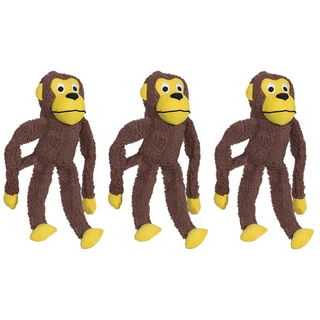 Kit 3 Brinquedo de Pelúcia Macaco com Apitos para Pet Savana Pet