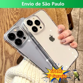 -Bemtevi-Capinha SPACE 2ª Geração Transparente Clear Drop Protection Casing pra iPhone 6 7 8 Plus X XS MAX 11 12 13 14 15 promax