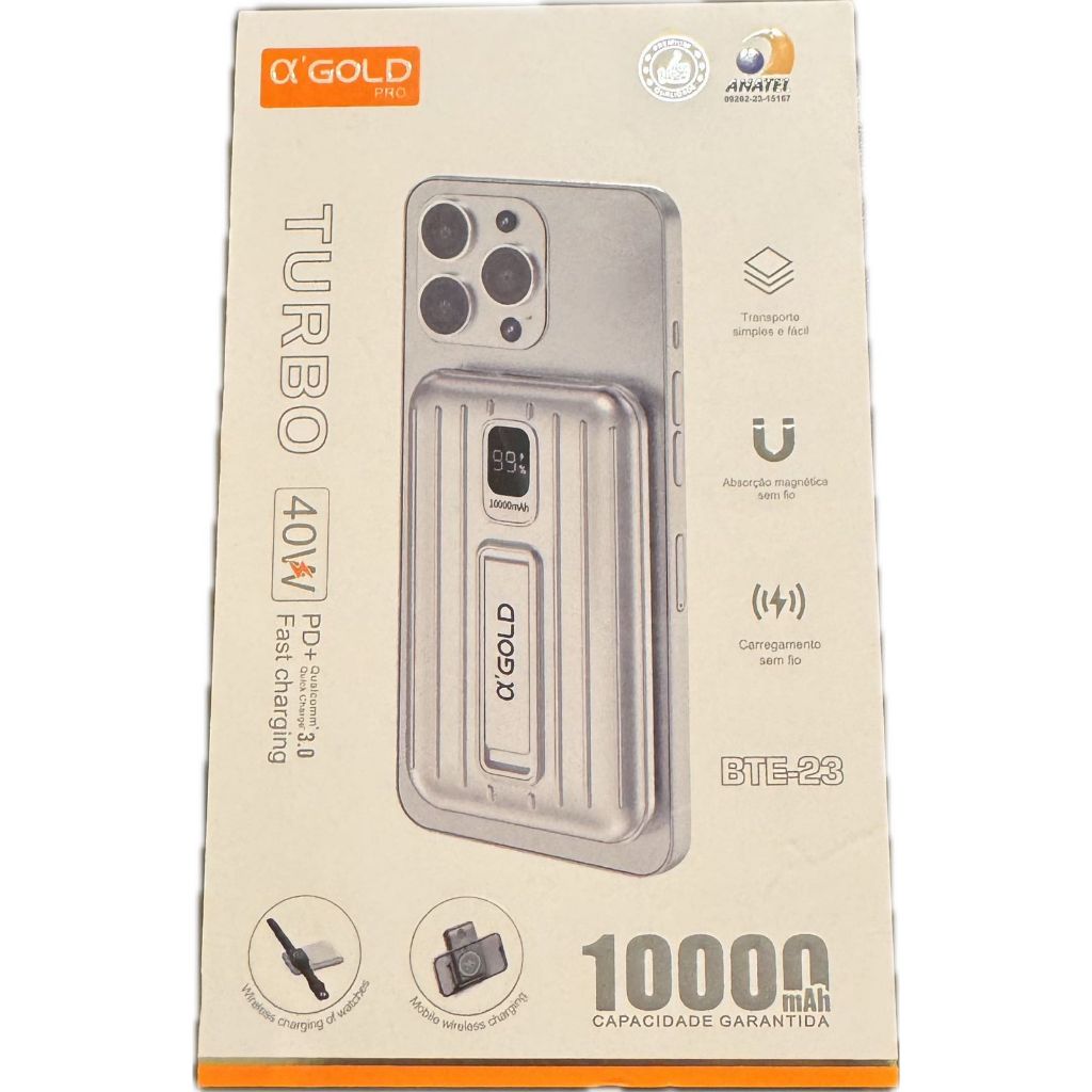 Power Bank Carregador Portátil 10000mah Indução turbo carregar celular e relogio