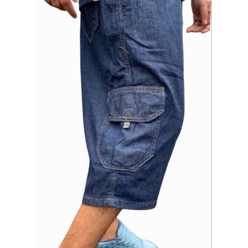 Bermuda Cargo Dazz Ling Sarja Jeans Xadrez Branca e Preta Masculino