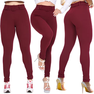 Calça Feminina Cintura Alta Montaria Skinny Malha Crepe
