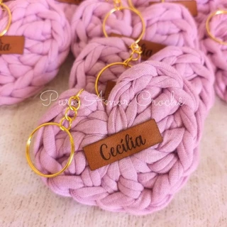 Chaveiro Lembrancinha Personalizado coração crochê