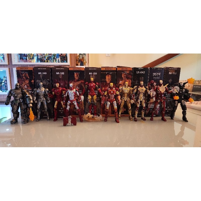 colecao iron man homen de ferro revoltech completa todas as 10 armaduras já lancadas