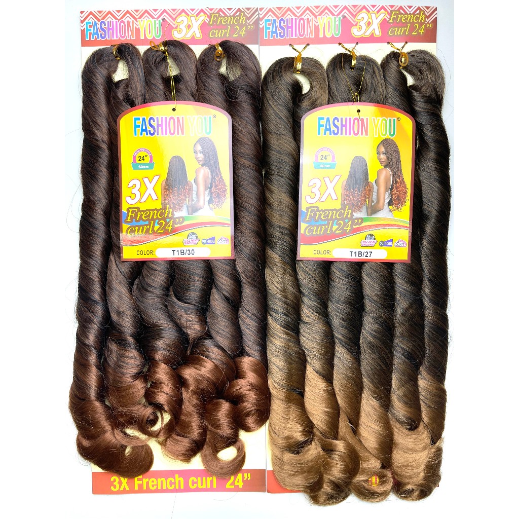 Jumbo Liso Ondulado Cabelo Boho French Curl Fibra Sintética Premium 400g Para Tranças Crochet Braids