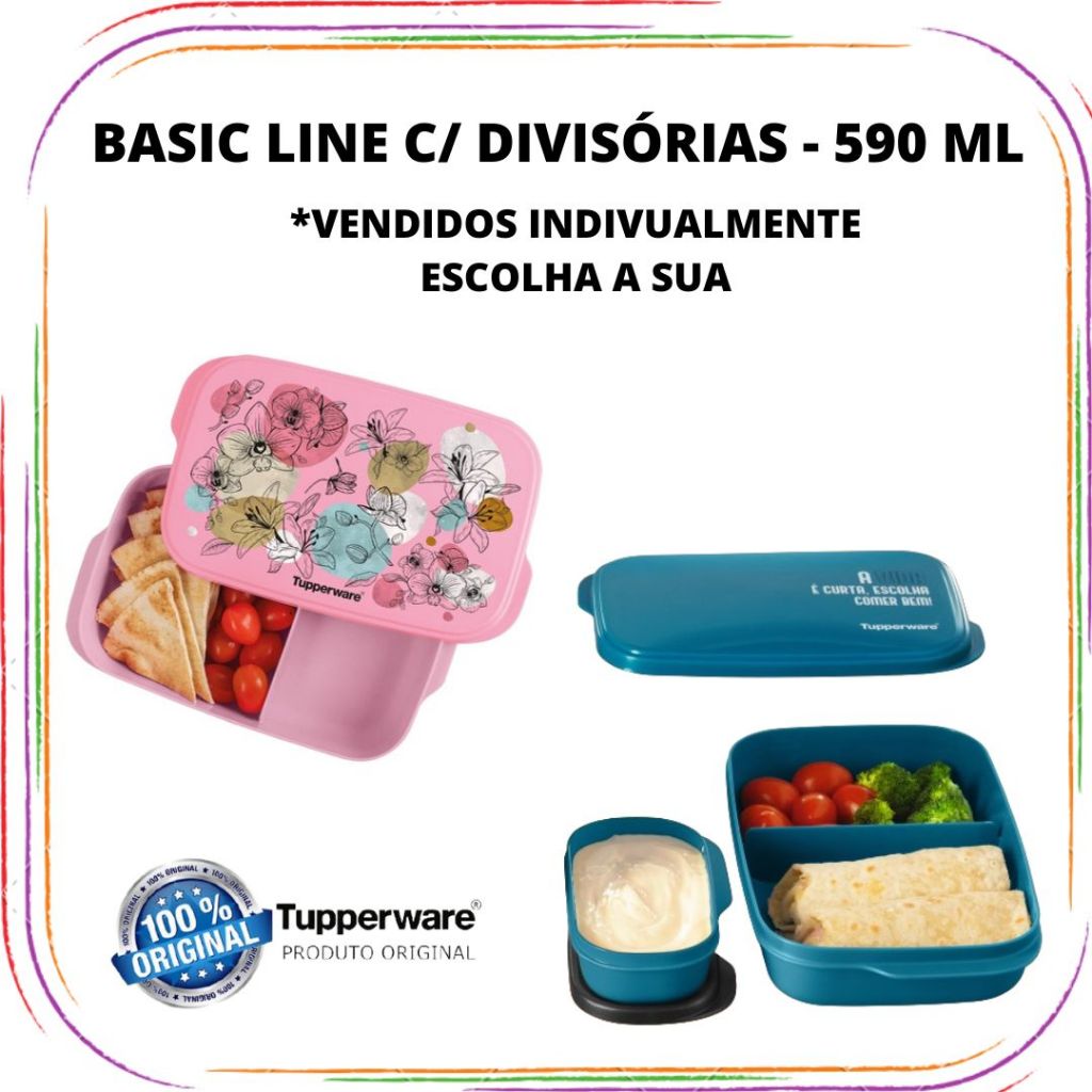 Tupperware Basic Line Slim com Divisórias - 590 ml | Shopee Brasil