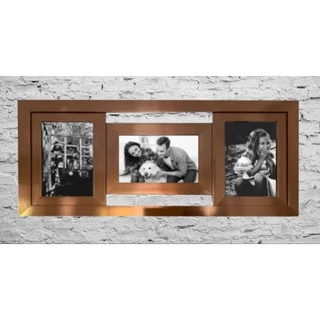 Painel Multi fotos Porta Retrato de Madeira Premium 3 Fotos 10x15