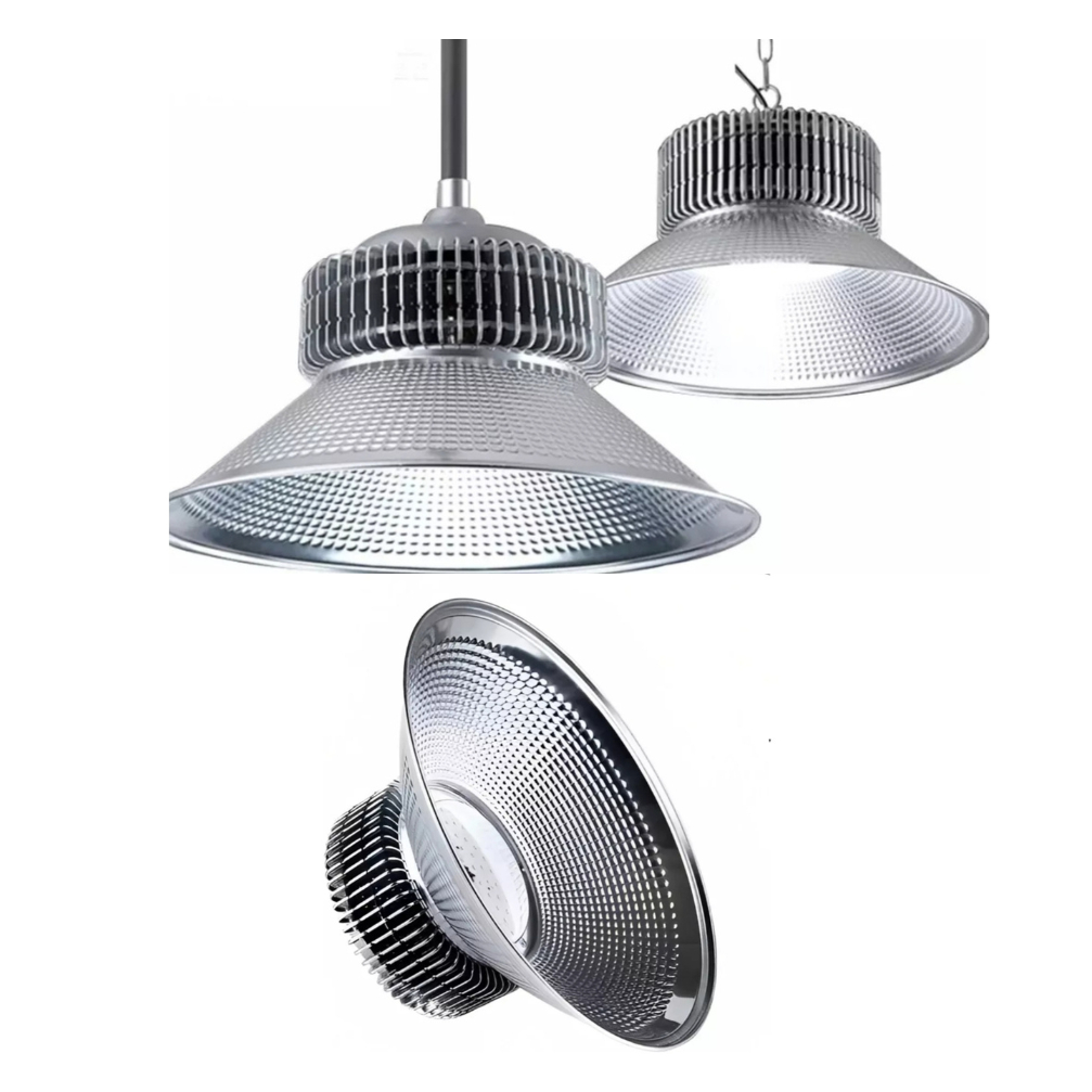 Luminária Led Highbay Galpão Ip65 100w Industrial Preto Branco Frio 