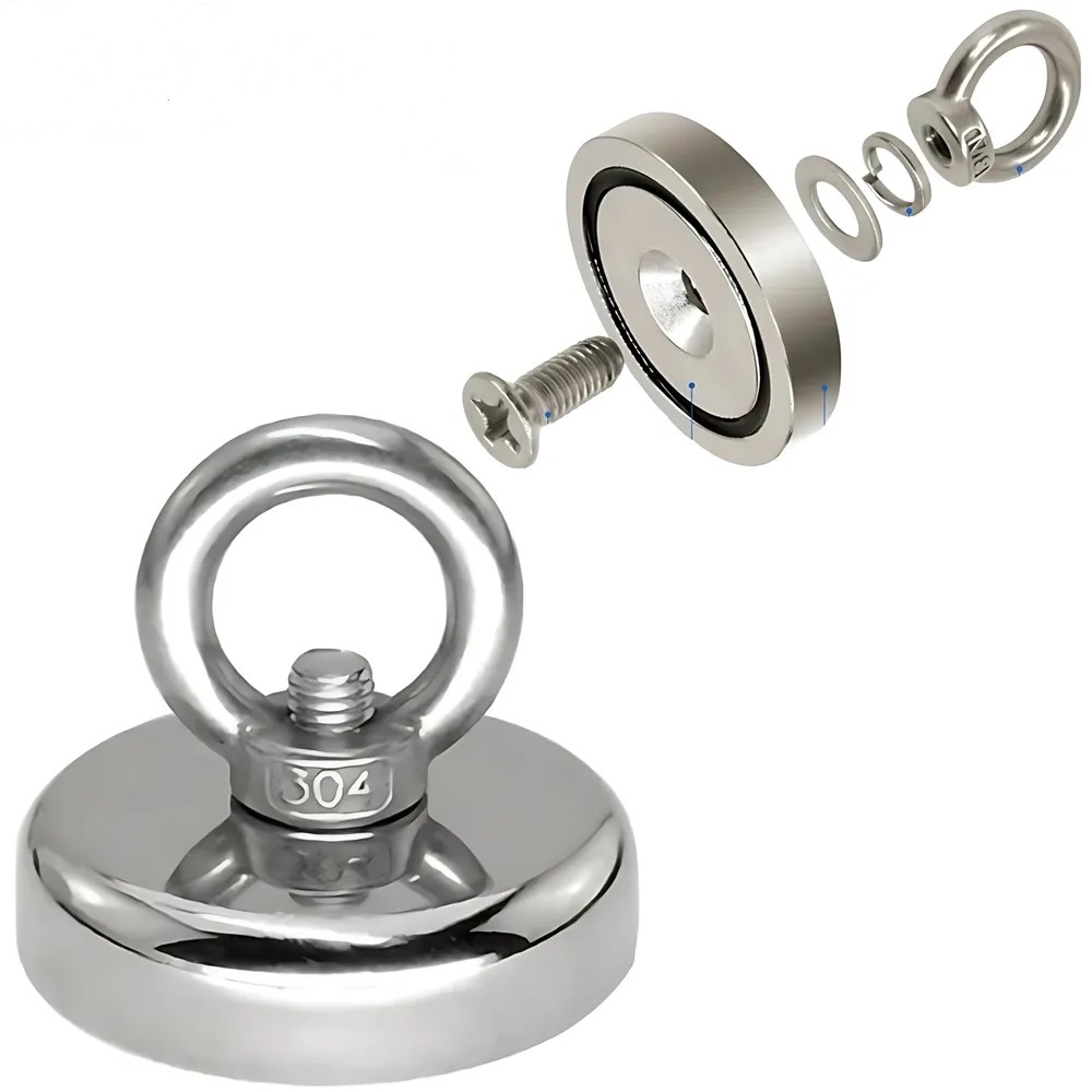 Imã De Neodímio 36mm Pesca Magnetica Até 45 Kg + Corda 10m