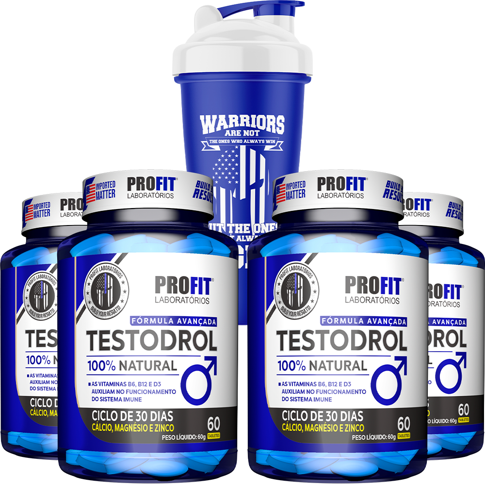 4x Testodrol Pote (240 Tabletes) + Coqueteleira - Profit Laboratórios