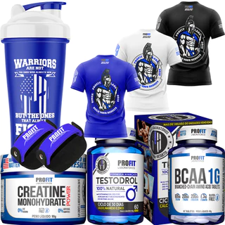Testodrol 60 Tabletes + Creatina 90g + BCAA 60 Tabletes + Camiseta + Coqueteleira + Luva – Profit Laboratórios