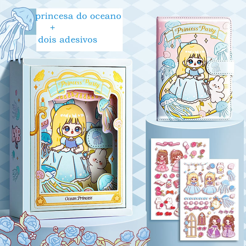 Caderno de mão DIY，Caixa de presente folhas Coloridas
