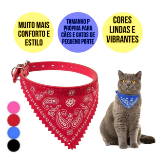 Coleira Para Gato Cachorro Pet (Porte Pequeno) Pet Com Bandana Pet Shop