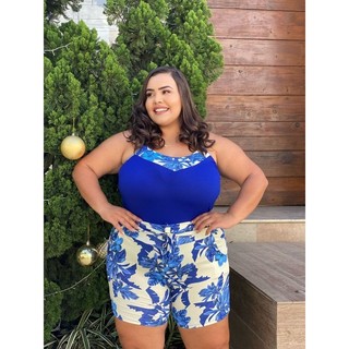 Conjunto Plus size Shorts e Blusa 46 ao 54 Estica Bastante
