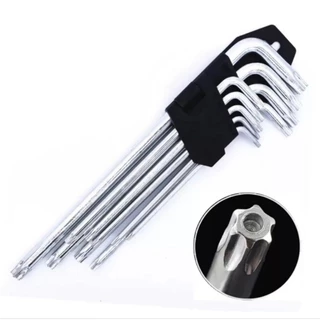 Kit Jogo de Chave Torx Longa 9 peças Aço Cromo Vanadium