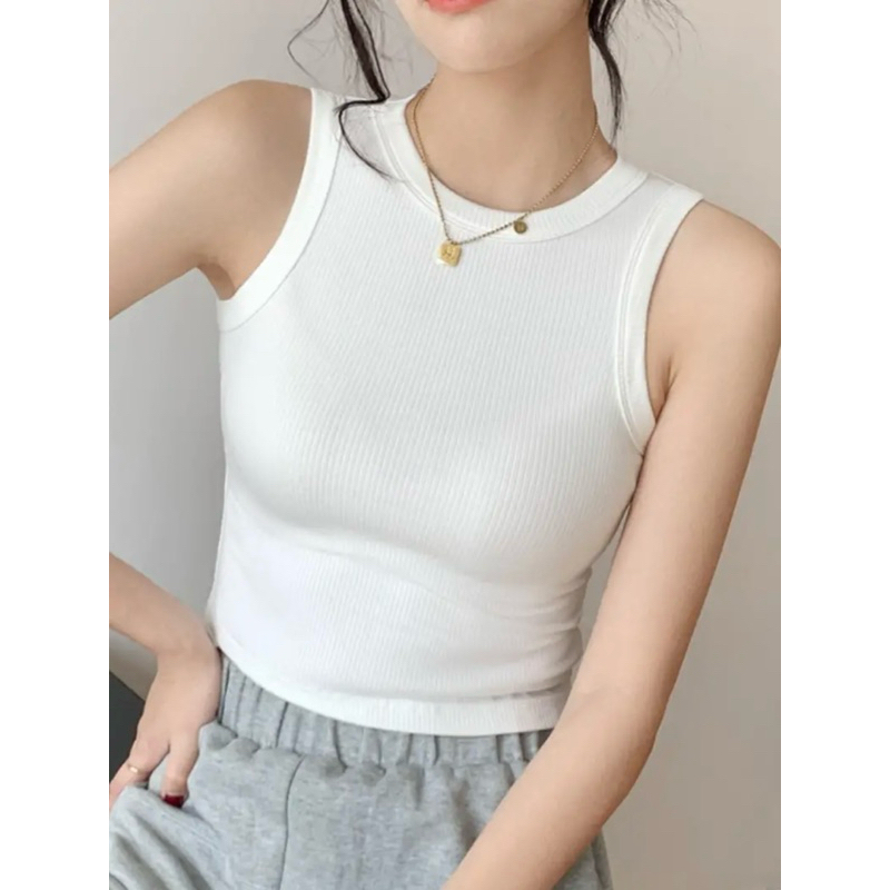 blusa regata feminina básica branca casual sólida elegante e