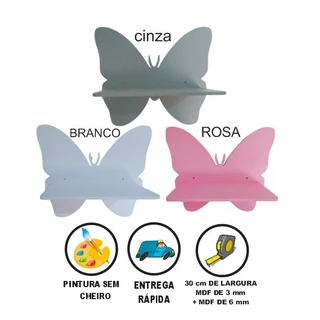 Kit 3 Prateleira Nicho Borboleta Em Mdf Decoração Quarto - Decoração Infantil