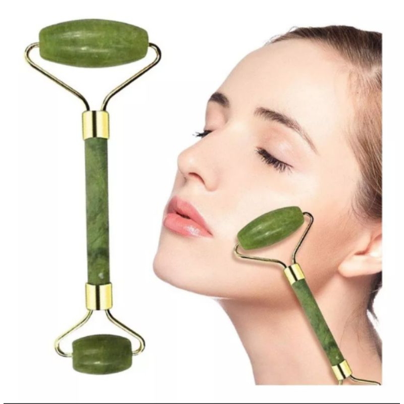 Rolos Rolinho Massageador Pedra Jade Rosto Facial Anti Rugas Cor Verde ...
