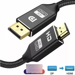 Cabo Adaptador Displayport Para Hdmi 4k 1,8 Metros Nylon 144 Hz