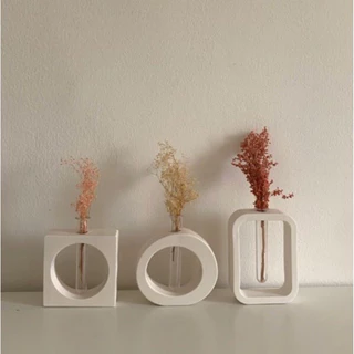 Vaso Retangular Decorativo Aesthetics Boho Nórdico COM TUBO CIMENTO