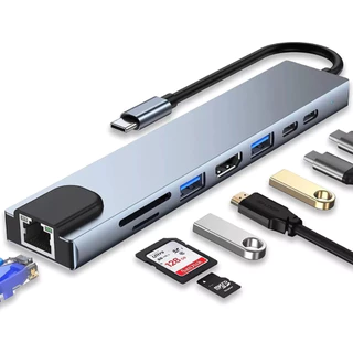 Hub Adaptador Tipo-c 8 Em 1 Hdmi 4k Usb 3.0
