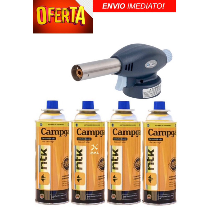 Macarico Culinario Profissional Flambar Queijo Carne + 4 Cargas ...