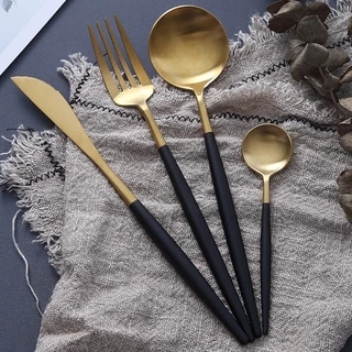 30Peças Cozinha DoméSticos Conjunto De Talheres De AçO InoxidáVel Faca De Bife Garfo De Café Colher De