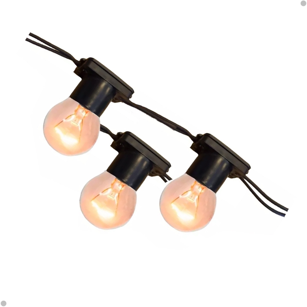 Varal de luz para área externa com 50m Festão Gambiarra com 50 lâmpadas inclusas Incandescente 15w