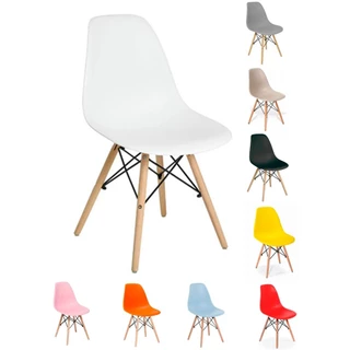Cadeira Charles Eames Eiffel Wood Colorida para Escrivaninha Escritório Pés de Madeira