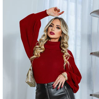 Blusa Feminina de Inverno Fang com Gola Boba