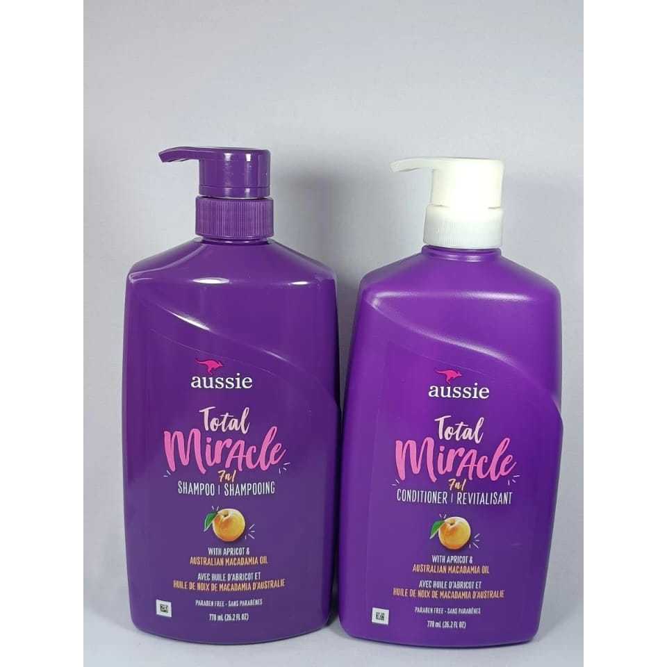 Kit Shampoo 778ml + Condicionador 778ml Aussie Total Miracle Pêssego 7 ...