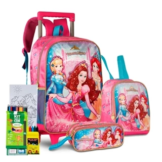 Kit Mochila Rodinha Estojo Lancheira Infantil Escolar Meninas Feminina Criancas Lancamento Clio Oficial
