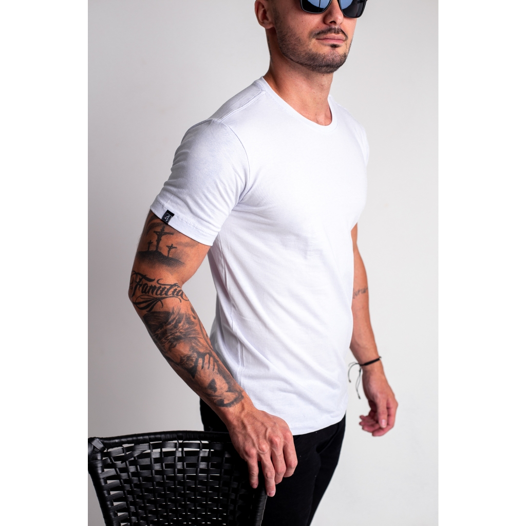 Camiseta Camisa Masculina Básic Slim Fit 100%Algodão Fio30.1