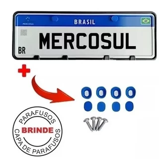 Moldura Suporte de Placa De Carro Mercosul Com Lacre e Parafuso