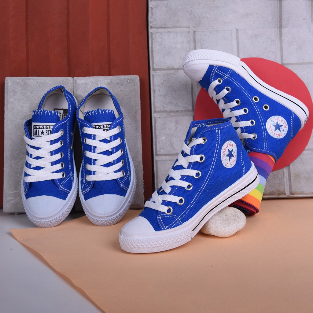 Tênis Infantil Menino Menina All Star Converse Confortavel Cano Alto Baixo AZUL ROYAL Tradicional