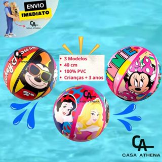 Bola Inflável Infantil 40 Cm Personagens Disney Mickey Princesas Minnie Para Crianças Para Piscina Bola de Praia Inflavel