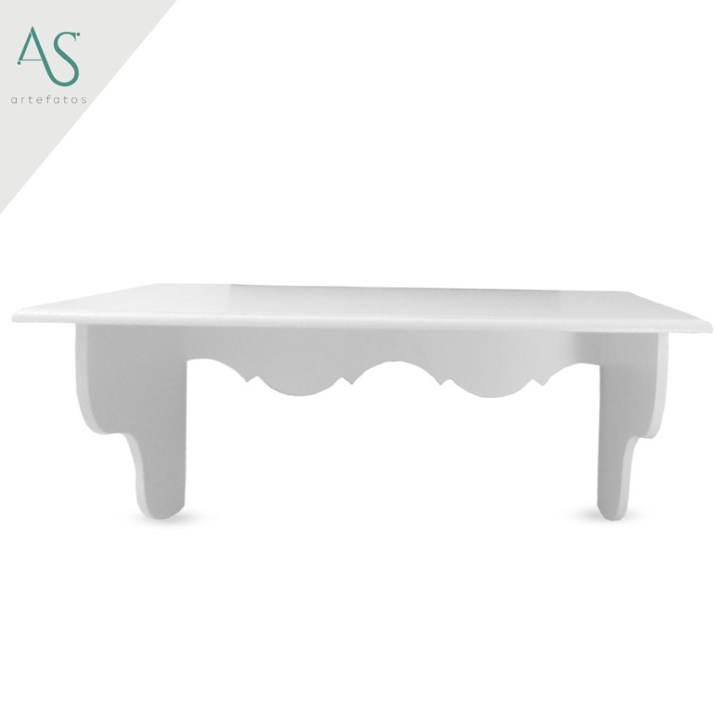 Prateleira para Sala Decoracao Mdf Suspensa Trabalhada Branca