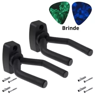 2 Suporte de Parede Violão Cavaquinho Ukulele Guitarra Violino + 2 Palhetas